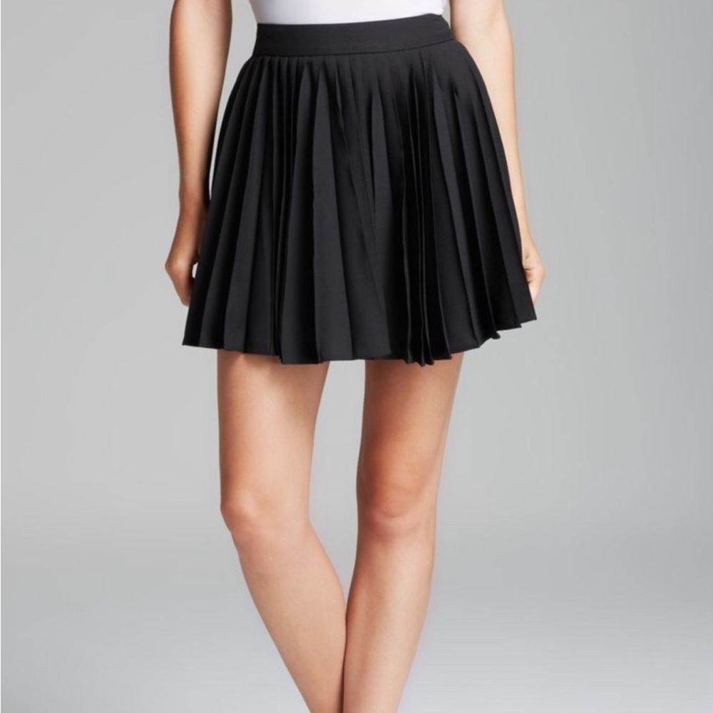 Alice + Olivia Black Pleated Mini Skirt